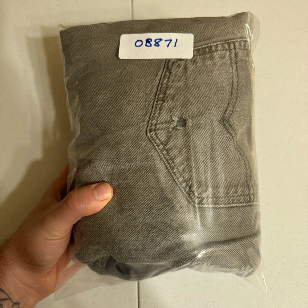 Levis Jeans Mens 32x32 Gray‎ 501 CT Distressed Grunge Punk Goth Indie Denim